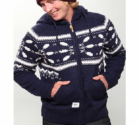 Alpine Knit Hooded zip knit - Navy