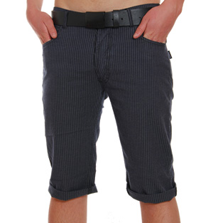 Addict Earlham Pin Shorts - Black Pinstripe