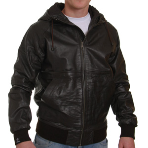 Addict Hilts Hooded leather jacket - Brown