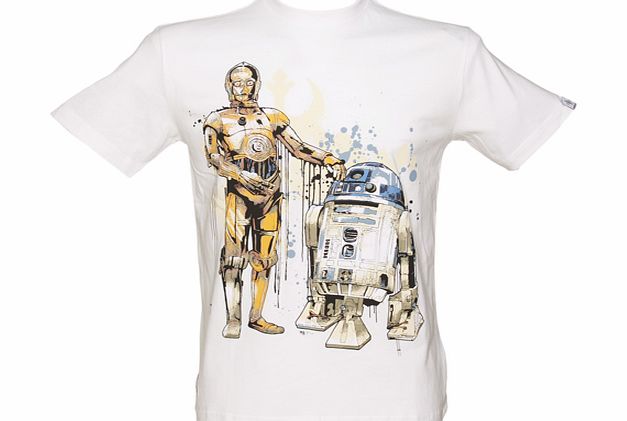 Addict Mens White R2-D2 and C3PO Droids T-Shirt