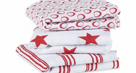 aden   anais Maxi swaddle red pattern - set of 3 `One size
