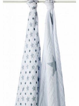 aden   anais Pack of 2 Grey Stars Maxi Swaddle `One size
