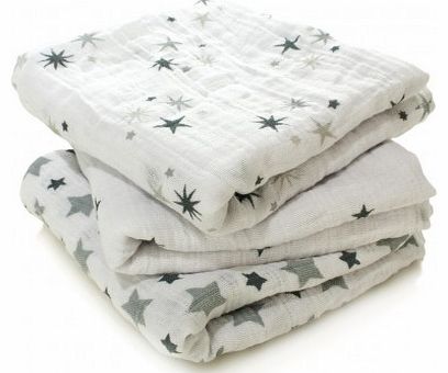 aden   anais Pack of 3 Grey Stars Swaddle `One size