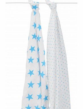 aden   anais Swaddle - Blue stars - set of 2 `One size