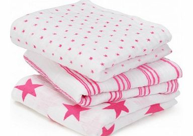 aden   anais Swaddle - Pink stripes and stars- set of 2 `One