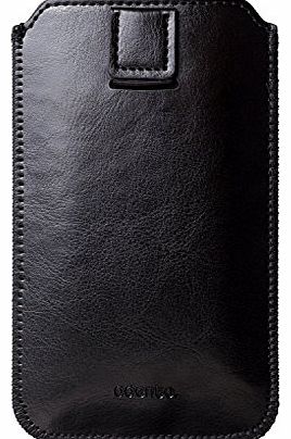 Adento iPhone 6 Case in Black PU Leather - Protective Pouch Cover with Elastic Pull Strap and soft Interior for the Apple Phone 6