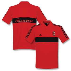 Adidas 08-09 AC Milan and#39;Essentialand39; Polo - Red/Black