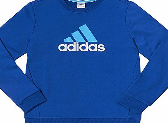 adidas  Boys YB ESS Sweatshirt - Blue/White, Size 176