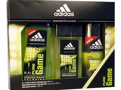 adidas  Pure Game Gift Set 75ml Deodorant   150ml Body Spray   250ml Shower Gel