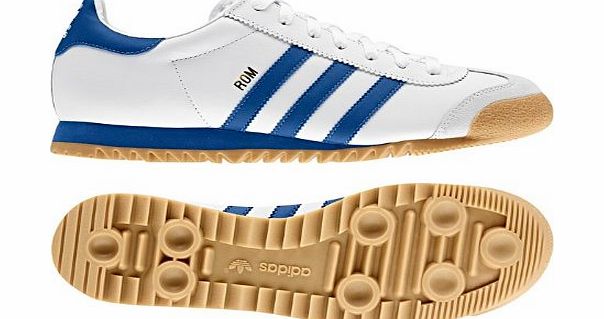 adidas  Rom Limited Edition White Blue Retro Leather Gum Sole Trainers (UK 10)