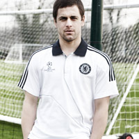 Adidas Chelsea UCL Polo - White/Dark Navy/Silver.