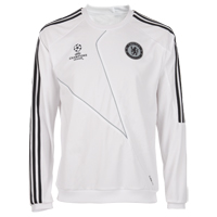 Adidas Chelsea UCL Sweat Top - White/Silver/Dark Navy.
