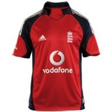 ECB Official 2009 adidas England Cricket Ashes ODI Shirt - Collegiate Red/Dark Navy - Kids - 10 Years - 28/30