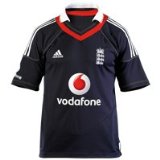 ECB Official 2009 adidas England Cricket ODI Shirt - Dark Navy/Collegiate Red/White/Metallic Gold - Kids - 8 Years - 26/28