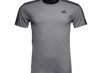 Adidas Essential 3 Stripe S/S T-Shirt Core Heather/Black