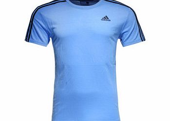 Adidas Essential 3 Stripe S/S T-Shirt Lucky Blue/Black