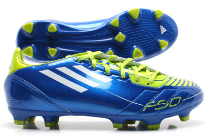 Adidas F10 TRX FG Football Boots Kids Blue/White/Slime