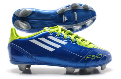 Adidas Football Boots Adidas F10 TRX SG Football Boots Kids Blue/White/Slime