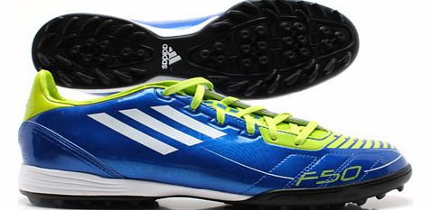 Adidas Football Boots Adidas F10 TRX TF Kids Football Trainers Blue/White/Slime