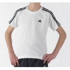 adidas Junior Essential 2 Stripe T-Shirt White/Dark Navy