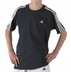 adidas Junior Essential 3 Stripe T-Shirt Dark Navy/White