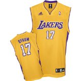 Adidas LA Lakers Replica NBA Replica Jersey Yellow Large #17 Andrew Bynum