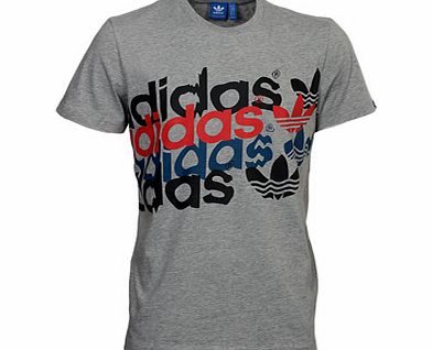 Adidas Linear Clash Grey Printed T-Shirt
