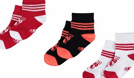 Adidas Manchester United Pack of 3 Socks - Kids Red