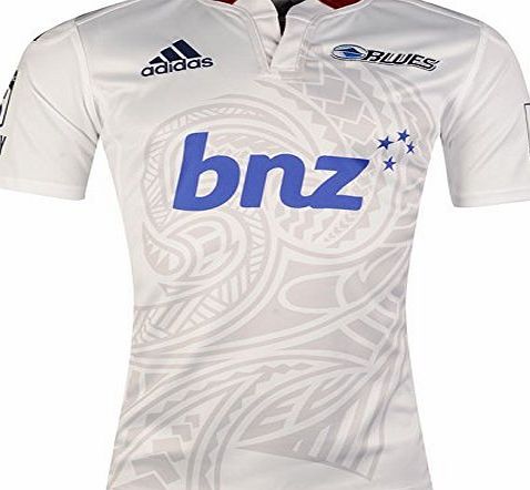 adidas Mens Auckland Blues Alternate ClimaLite Club Rugby Tea Top Shirt 2014 White L
