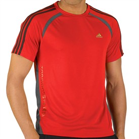 adidas Mens Poly Running T-Shirt Red