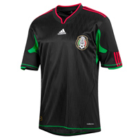 Adidas Mexico Away Shirt 2010/11 - Black/Green/Red.
