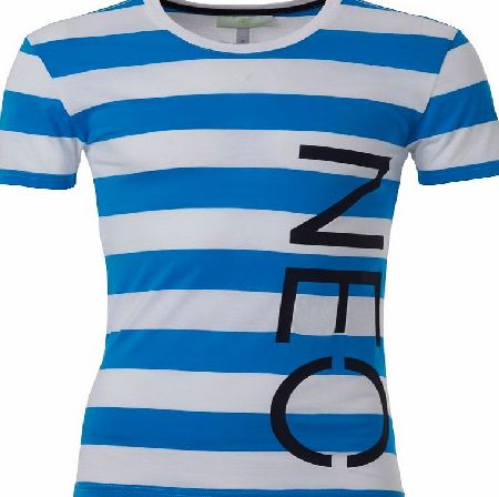 adidas Neo Mens Logo Stripe T-Shirt White/Blue