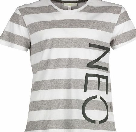 adidas Neo Mens Logo Stripe T-Shirt White/Grey