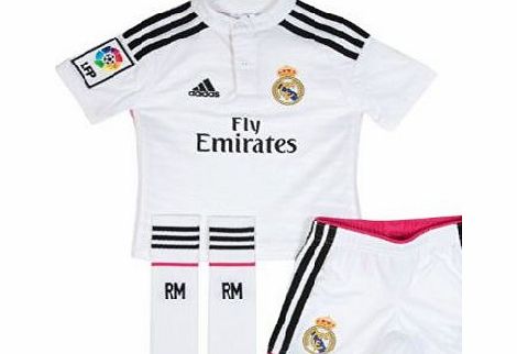 Real Madrid Home 2014/15 S/S Football Kids Mini Kit White/Black/Blast Pink - size 7-8YRS