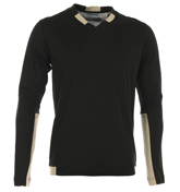 Adidas SLVR Black and Beige V-Neck T-Shirt