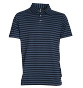 Adidas SLVR Navy and Blue Stripe Polo Shirt