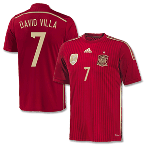 Adidas Spain Home David Villa Shirt 2014 2015