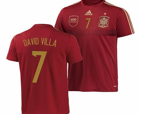 Adidas Spain Home Replica T-shirt with David Villa 7