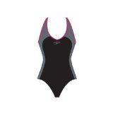 Speedo Winner Clipback Womens Swimming Costume (Black/Grey 42`)