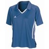 Attractive women`s polo shirt made from climalite material.  Available in Light blue/White