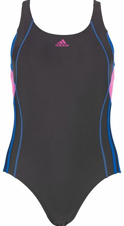 Womens 3 Stripe AWI Swimsuit Black/Cobalt
