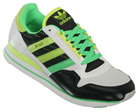 ZX 500 Black/White/Green Material Trainers