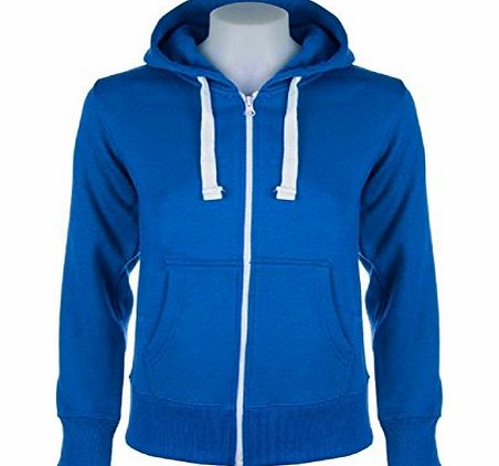 admirefashion Womens Ladies Girl Hooded Jumper Cardigan Top Zip Hoody Zipper Hoodies Plus Size (Blue, XL(UK14-16))