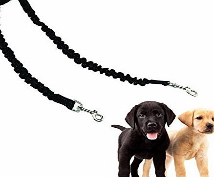 ADOGO Double Pet Dog Bungee Leash Lead Coupler for Walking Two Dogs