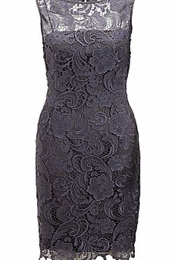 Adrianna Papell Illusion Lace Dress, Charcoal