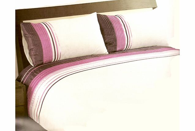 Adult Bedding Harmony Pleat Aubergine Double Size Duvet Cover and 2 Pillowcases - Bedding
