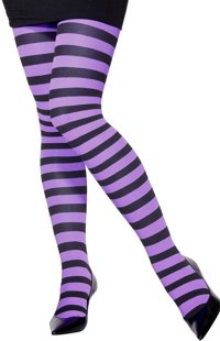 adult Striped Tights - Purple/Black (X-Large)