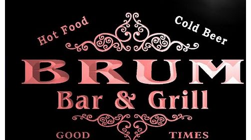 ADV PRO u05738-r BRUM Family Name Bar & Grill Cold Beer Neon Light Sign