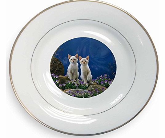 Advanta - Plates Fantasy Panther Watch on Kittens Gold Leaf Rim Plate n Gift Box