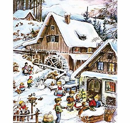 Snow Scene Alpine Village Milk Chocolate Advent Calendar